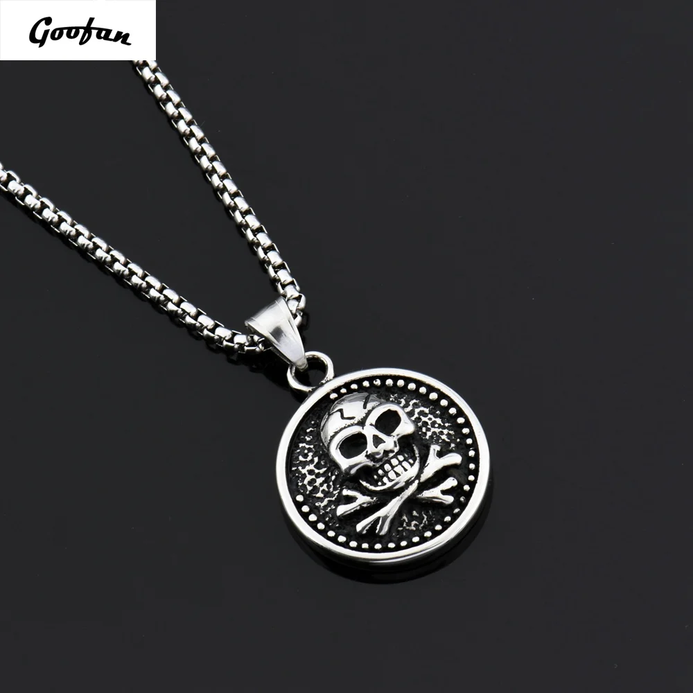 2017 Новинка хип хоп Goofan Скелет круглый кулон ожерелье из нержавеющей стали модные