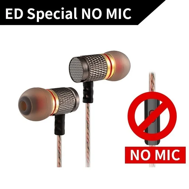 Gold EDR1 No Mic KZ ED специальное издание Позолоченные наушники с микрофоном 3,5 мм HD HiFi в ухо монитор бас стерео наушники для телефона - Цвет: Gold EDR1 No Mic