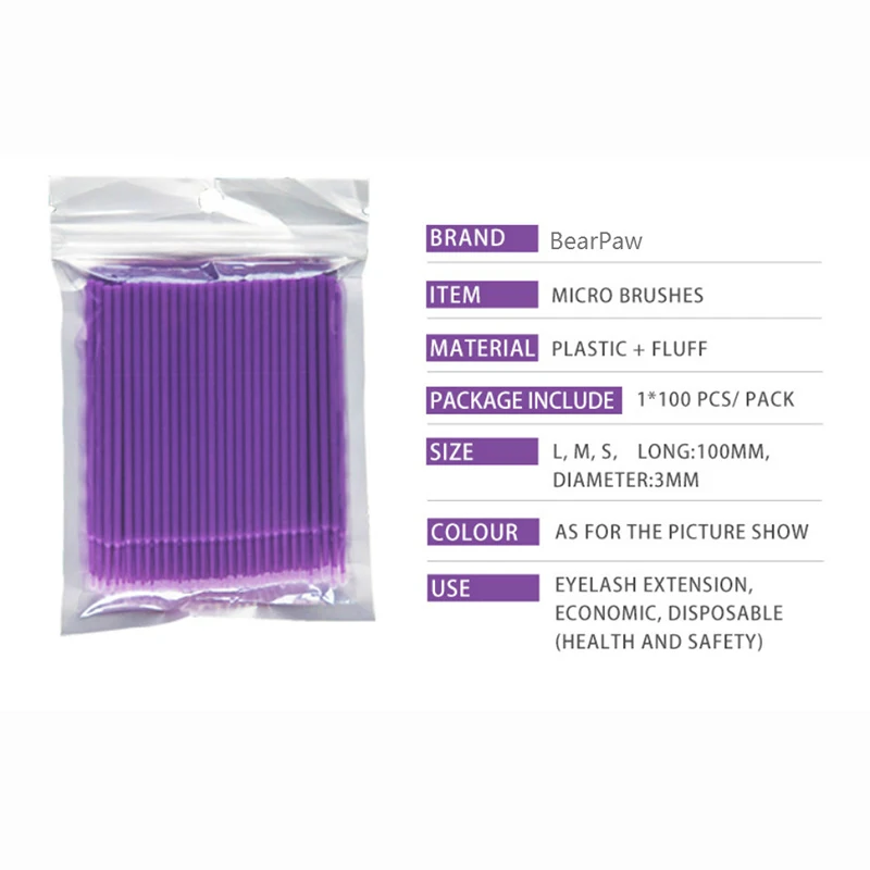 100pcs/lot Micro Make Up Brushes Eyelash Extension Eye Lash Glue Lint Free Disposable Applicators Sticks Makeup Tools | Красота и