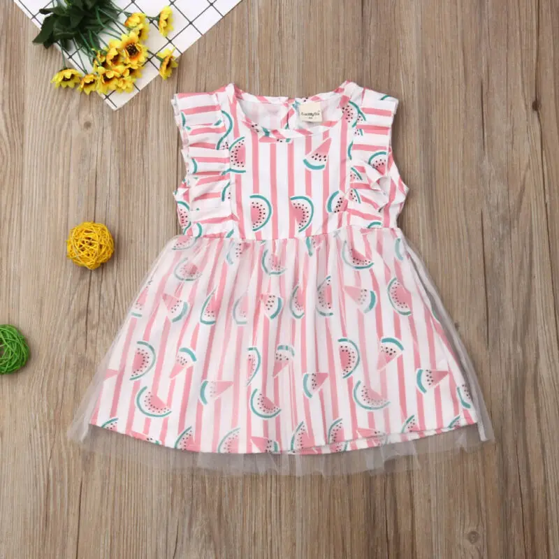 Платье для девочек лето 2019 платье принцессы маленьких без рукавов Тюлевая пачка