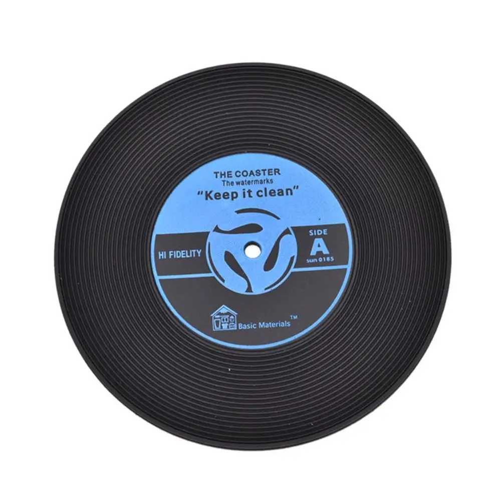 1PC Blue Mat Holder Vinyl CD Album Record Drinks Coasters for mugs cup Table decoration Stationery Office accessories School supplies - Color: 1PC Blue