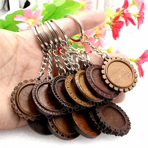 5 шт., деревянные подвески-кольца для ключей, 25 мм