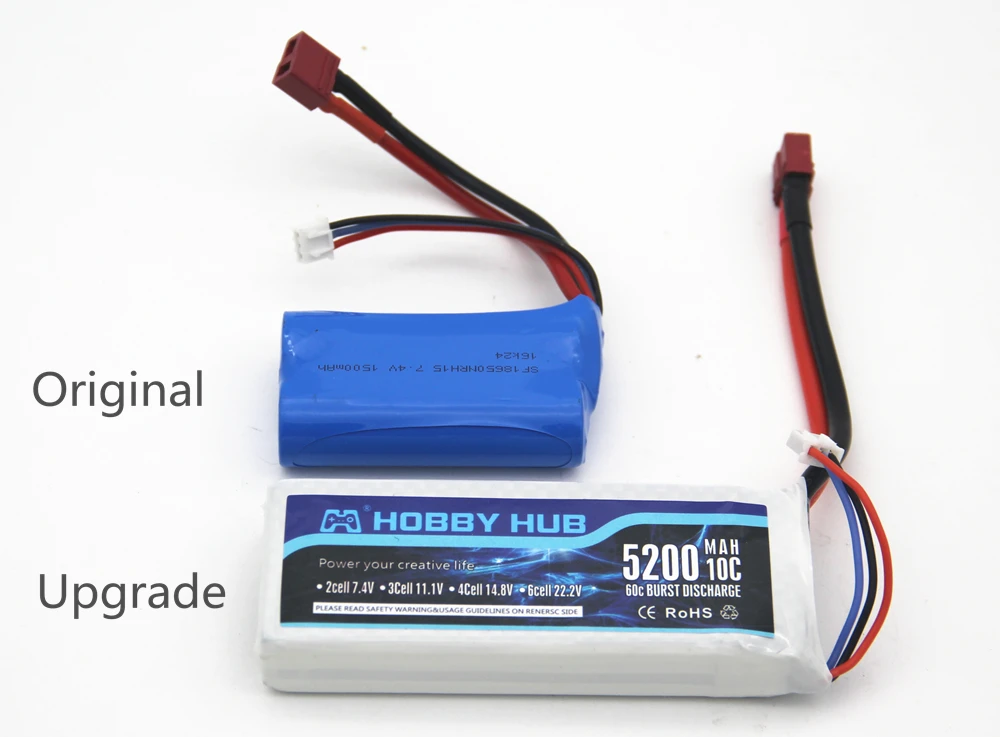 1 шт. Hobby Hub RC Lipo батарея 2s 7,4 V 5200mAh 10C Max 60C для Wltoys 12428 12423 обновленная батарея Запчасти для RC автомобиля Lipo