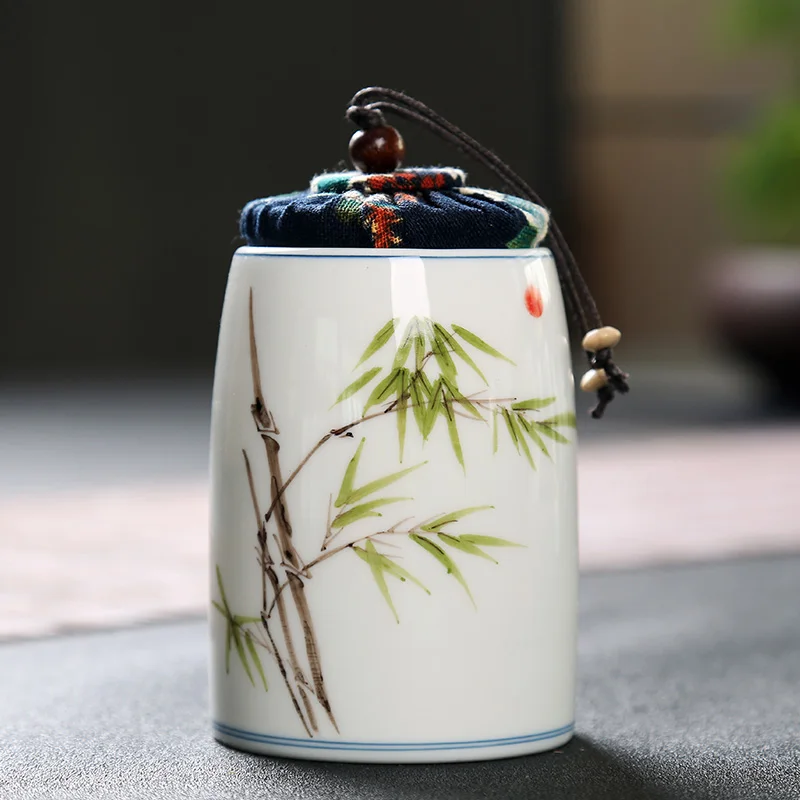 bamboo Новинка, керамическая коробка для хранения чая, банка для чая 6*9,4 см, банка для конфет для кофе, арахиса, сухофруктов, деликатная коробка для хранения специй для кухни - Цвет: bamboo