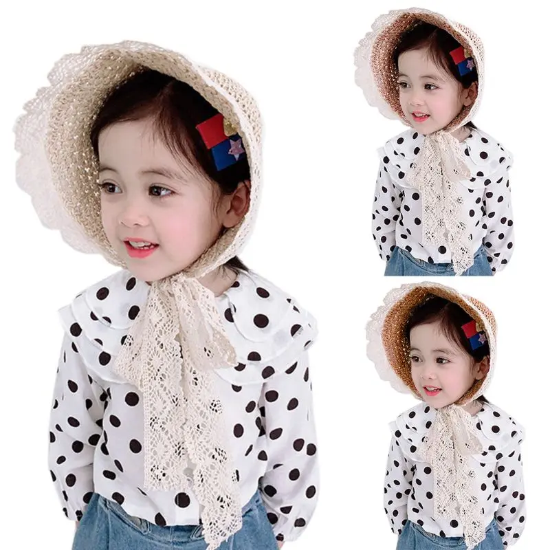 Детская УФ защита для девочек ручной работы соломенная шляпа от солнца крючком