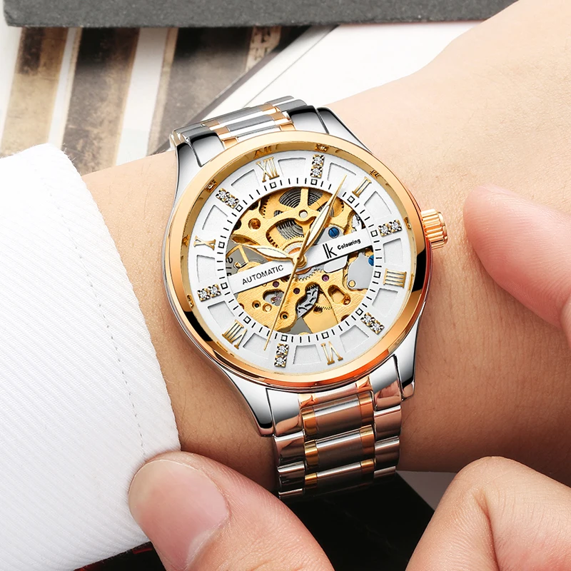 IK цветные часы Мужские механические мужские Автоматические полые трендовые