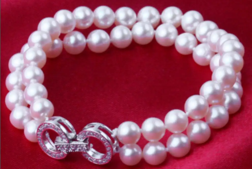 

Selling Jewelry>>> 2rows AAA 10-11mm natural south sea round white pearl bracelet 7.5-8inch