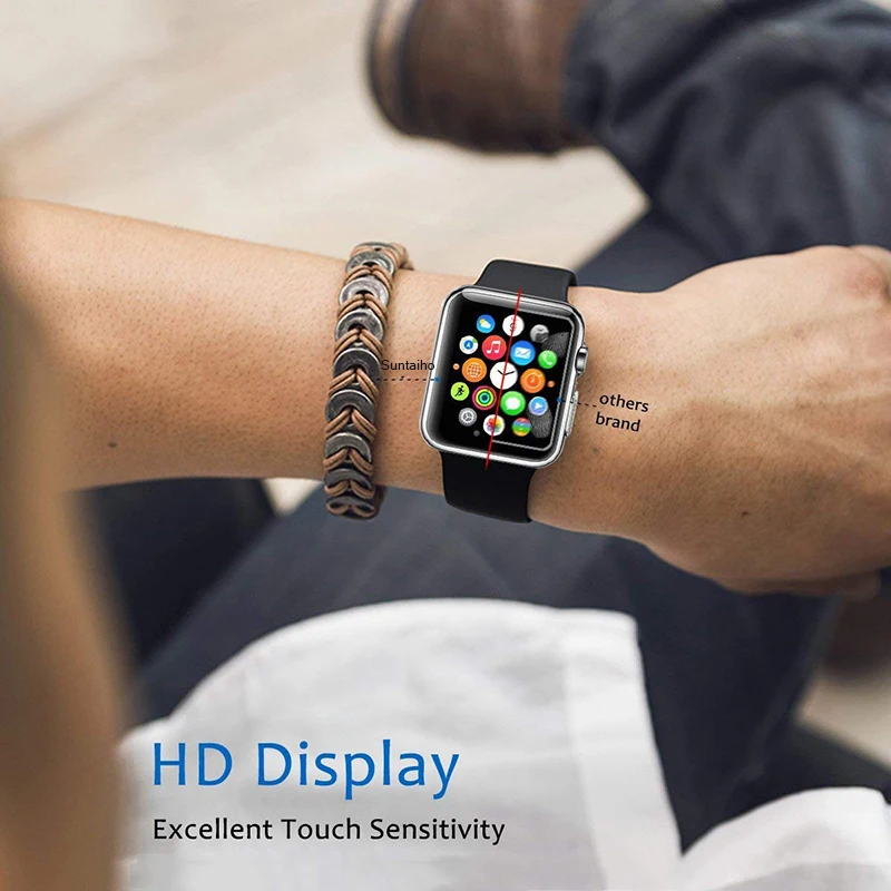 Suntaiho 5D полное покрытие стеклянная пленка для Apple Watch 42 38 мм серия 3 2 1 полная гелевая защита экрана титановый сплав fram для i Watch