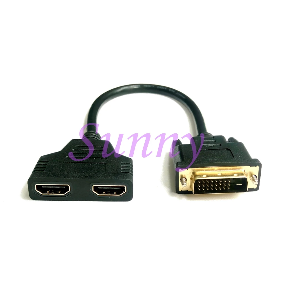 Позолоченный DVI 24+ 1 Мужской до 2* HDMI 19-Pin Женский сплиттер Кабель-адаптер HDMI кабель для HDTV lcd DVI-D Преобразование HDMI 1080P