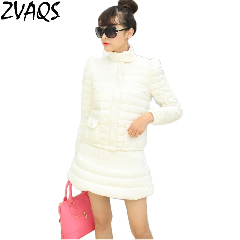 Европейские и американские зимние женские комплекты 2020 короткие тонкие из двух