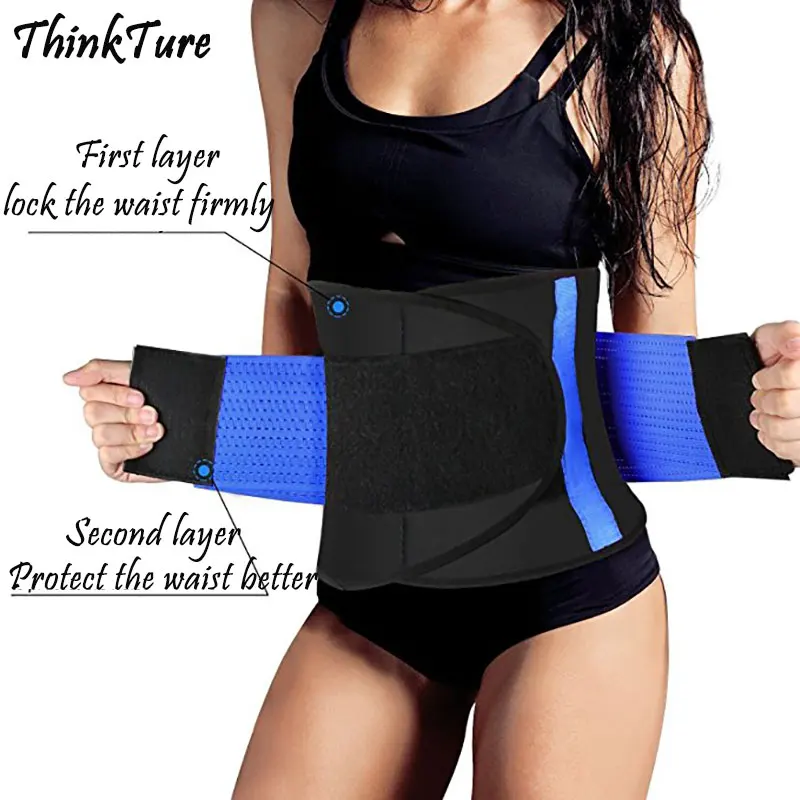 Blue Waist Support Эластичный Поясничный пояс для поддержки талии, тренировочный корсет, пояс для фитнеса, пояс для похудения, нижнее белье, пояс для потери веса в спине - Цвет: Blue Waist Support
