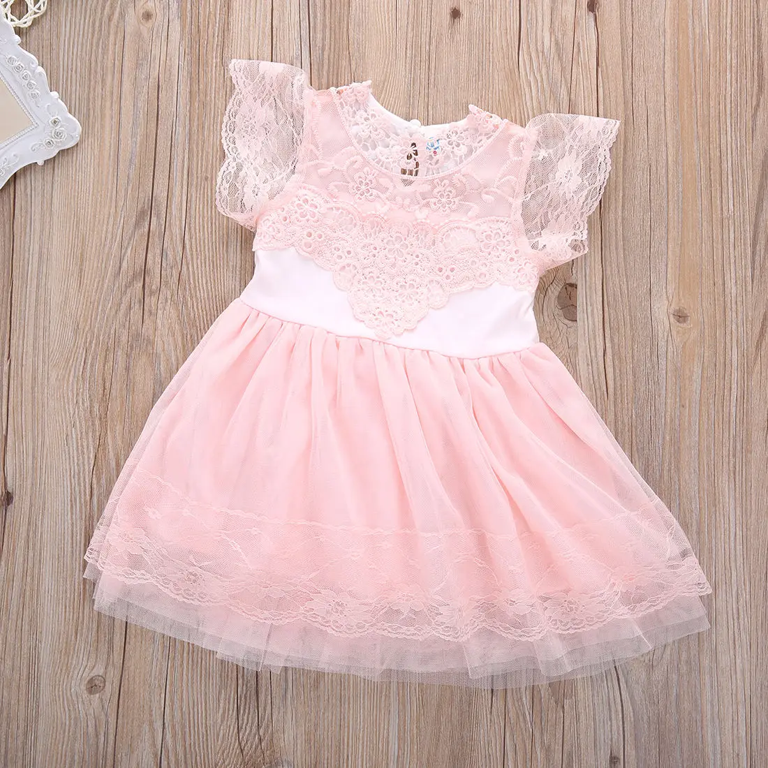New Children Flower Girls Kid BabyClothes Dress Princess Party Clothing Lace Pink White Floral Tulle Tutu Dresses Girl Summer | Детская