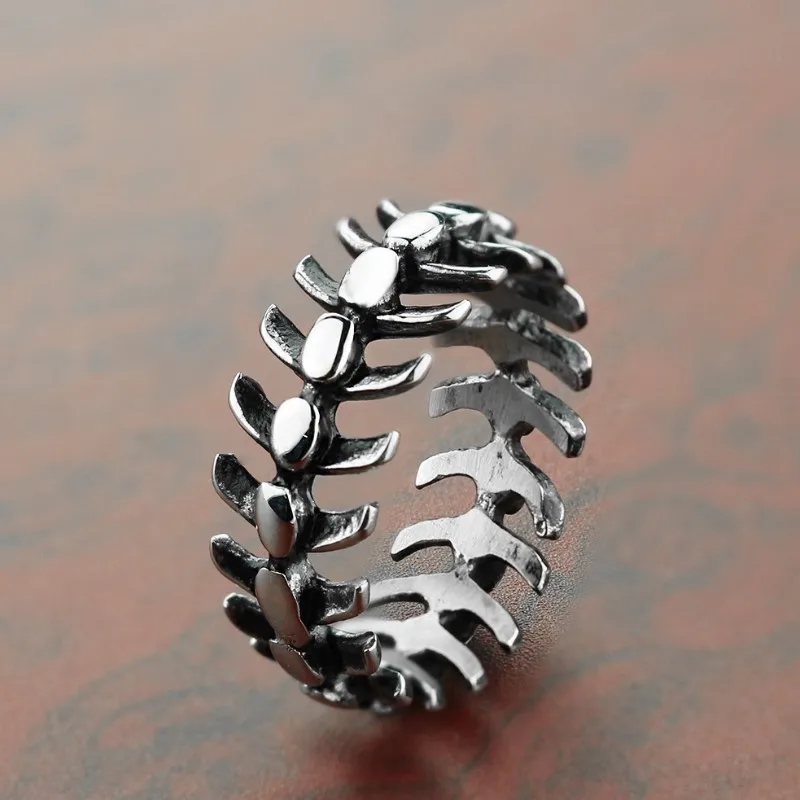 

2019 Cool 316L Stainless Steel ring Vintage Men's Fish Bone Ring