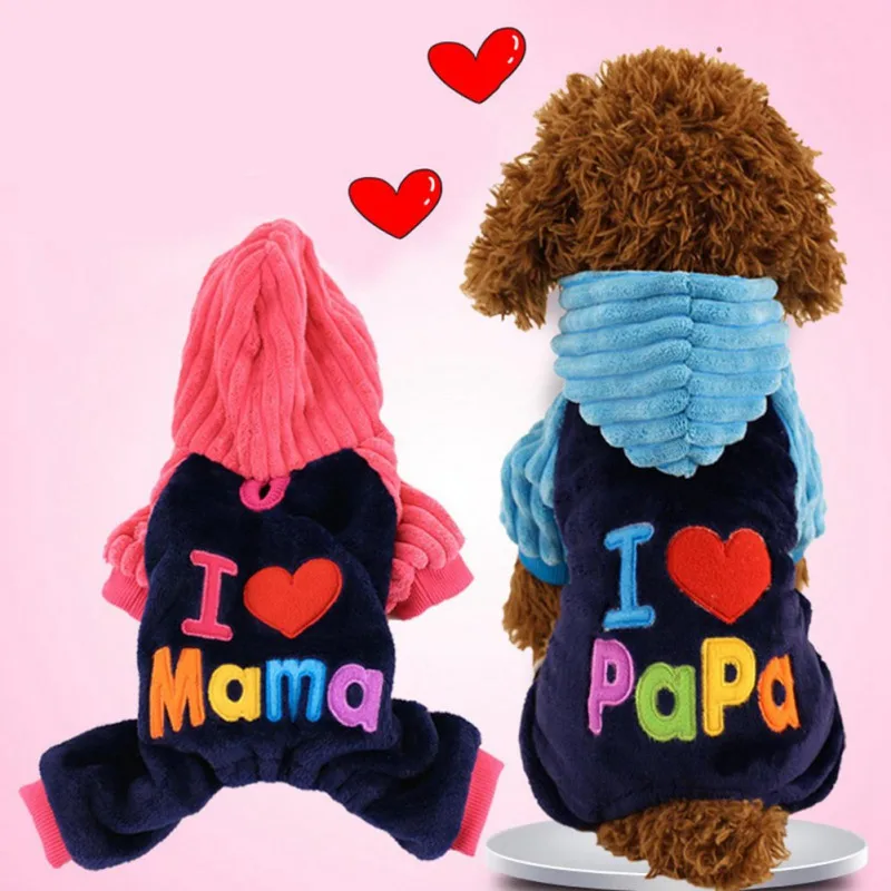 Пальто для собак модные куртки с надписью I Love Papa And Mama Dog чихуахуа зимняя одежда
