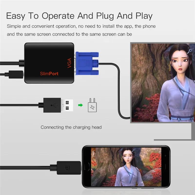 Микро USB к VGA адаптер папа к женскому 1080 конвертер Кабель Microusb для samsung LG Xiaomi Huawe для телефона Android VGA адаптер
