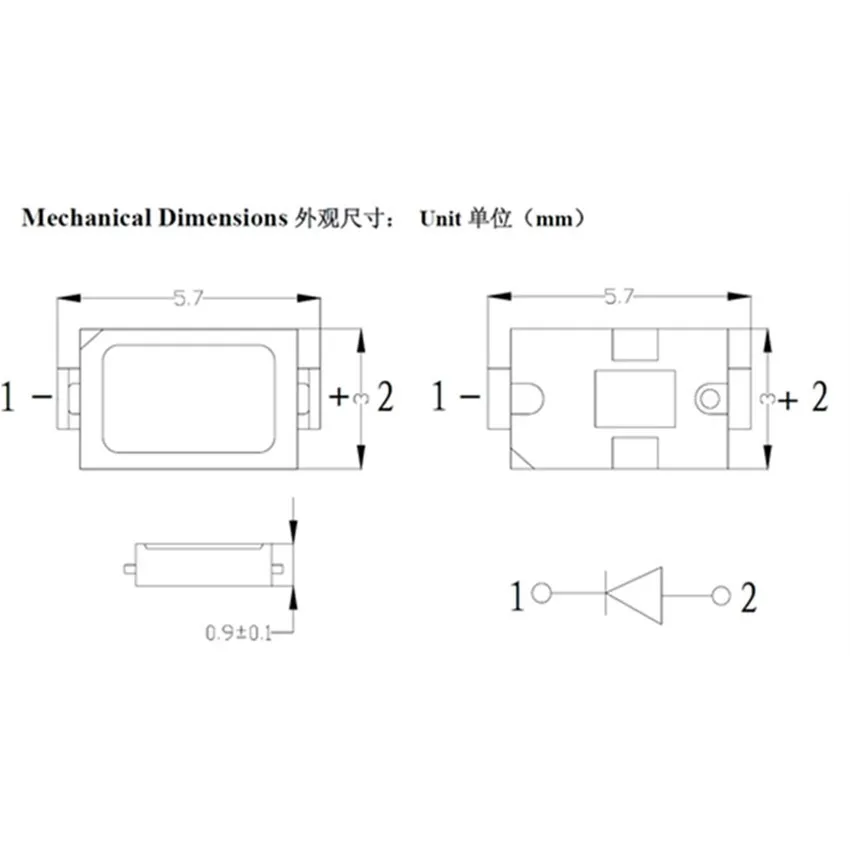 100 шт. SMD СВЕТОДИОДНЫЙ 5730 диоды 0,5 Вт Теплый/белый/холодный белый светильник-диод 0,5 Вт 5730 светодиодный SMD диодный светодиодный s 40-45LM диодный комплект