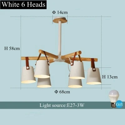 White 6 Heads LukLoy простая модная Светодиодная потолочная люстра для гостиной, кованый железный светильник, крышка, осветительное приспособление, современная люстра для бревна - Цвет абажура: White 6 Heads