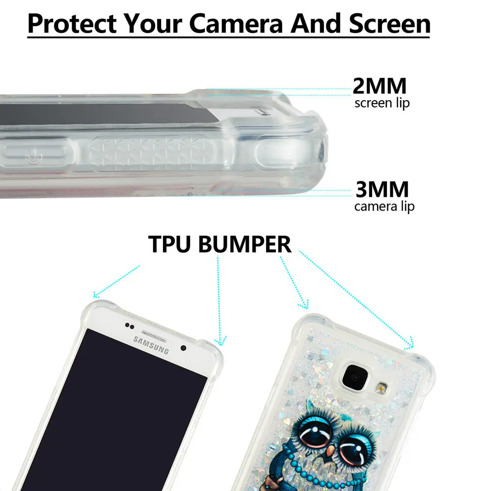 Единорог Сова чехол для Samsung Galaxy A5 2016 A 510 A510 A510FD SM-A510F SM-A510FD динамический жидкий
