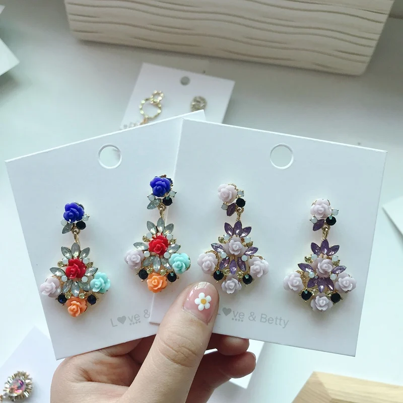 MENGJIQIAO корейские элегантные роскошные Кристальные Висячие серьги для женщин цветок капли Стразы Pendientes вечерние Ювелирные изделия Подарки