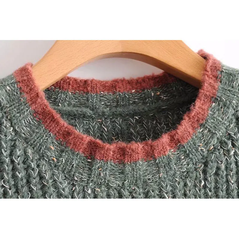 2017 New Winter Woman Sweater Pullover Hit Color Letters Patchwork Thick Knitting Sweaters Female Super Loose Top Wear | Женская одежда