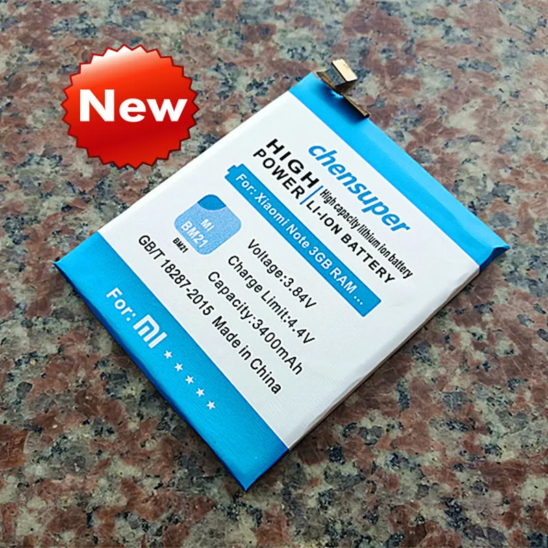 

chensuper For Xiaomi Mi Note Battery BM21 For Xiaomi Note 3GB RAM Lithium Polymer Bateria Bateria 3400mAh Retail Package