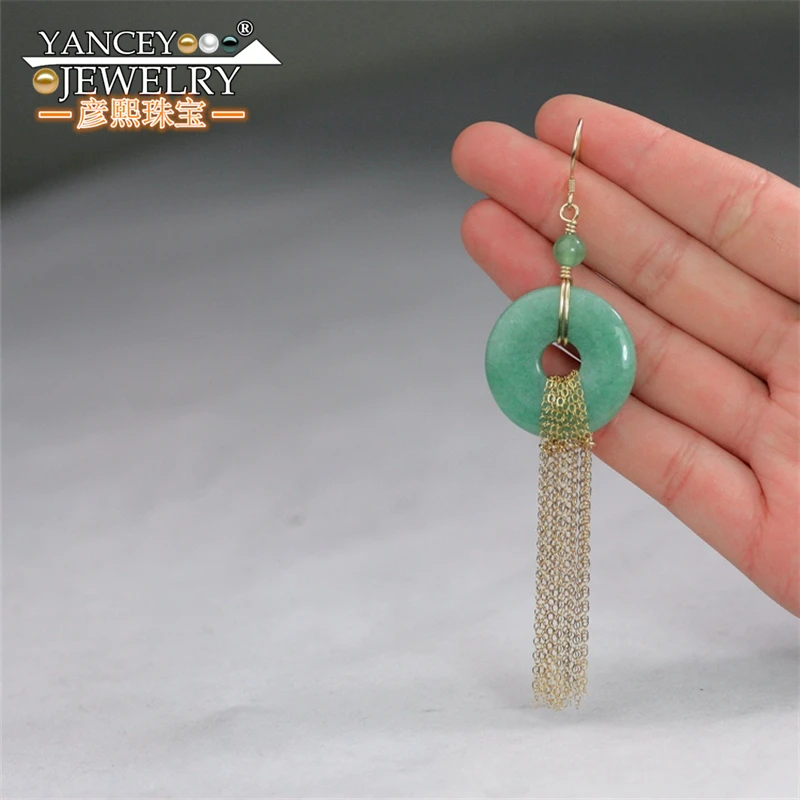 Оригинальный дизайн Натуральный светло зеленый нефрит пинг пряжка Ожерелье