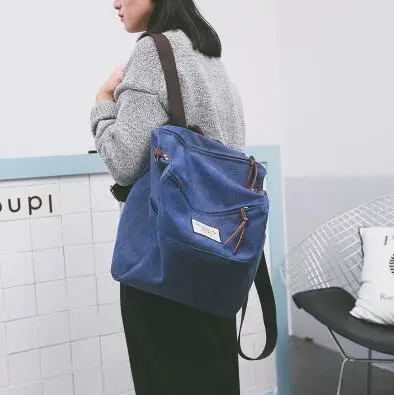 dark blue Корейский стиль Модный женский холщовый рюкзак Harajuku стиль большой емкости повседневный рюкзак для путешествий школьный рюкзак в студенческом стиле - Цвет: dark blue