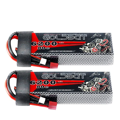 Deans Plug 2packs 2 блока GOLDBAT 6200mAh Lipo батарея для RC автомобиля батарея Lipo 7,4 V Lipo 2s 80C с штекером Deans для RC автомобиля грузовика вертолета Traxxas - Цвет: Deans Plug 2packs