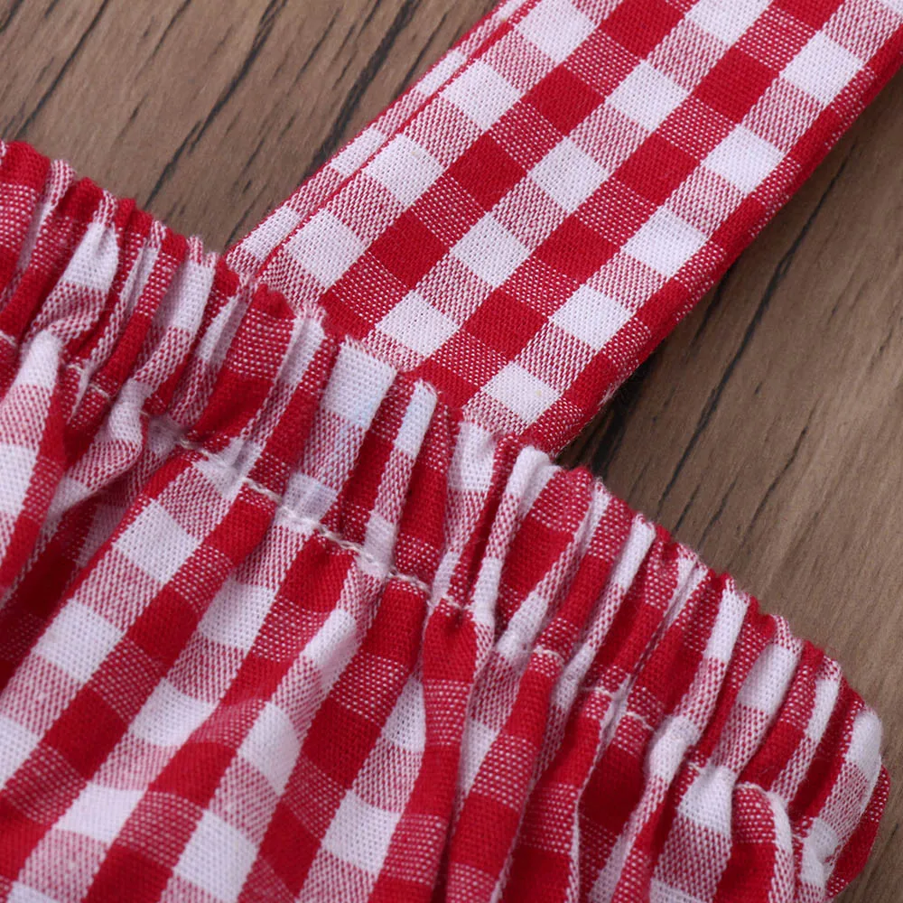 2018 детский комплект одежды для девочек клетчатые топы без рукавов маленьких