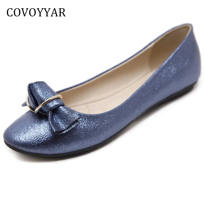 COVOYYAR 2019 новый лук для женщин лоферы балетки демисезонный мода металлический