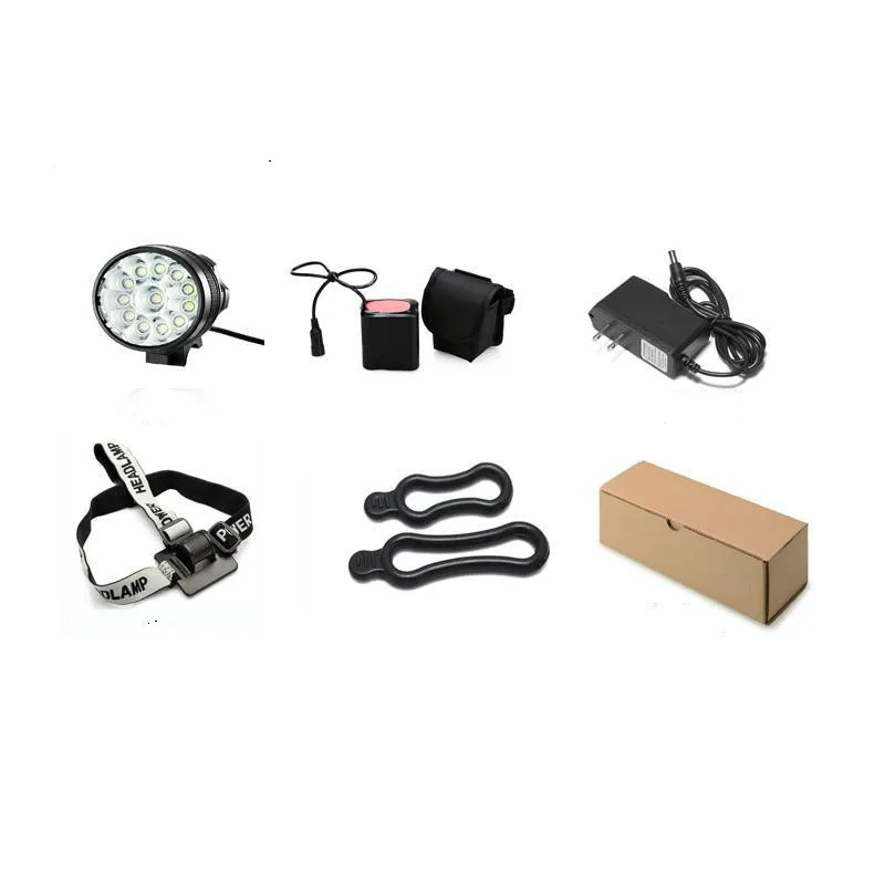spesifikasi Panas Lampu Sepeda 12x XM-L T6 LED Lampu Sepeda 9400 Lumen Sepeda Gunung Memancing Lampu 9600M Ah Tahan Air Dan Charger