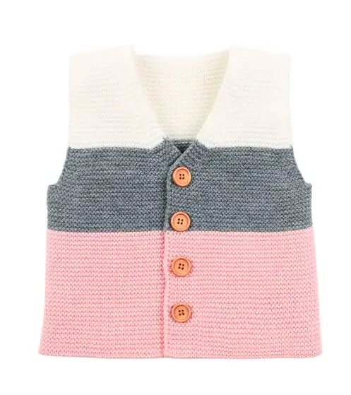 82W460 Pink Свитера для маленьких мальчиков кардиганы для новорожденных девочек с изображением медведя из мультфильма акриловые вязаные трикотажные полосатые пальто унисекс детские куртки без рукавов - Цвет: 82W460 Pink