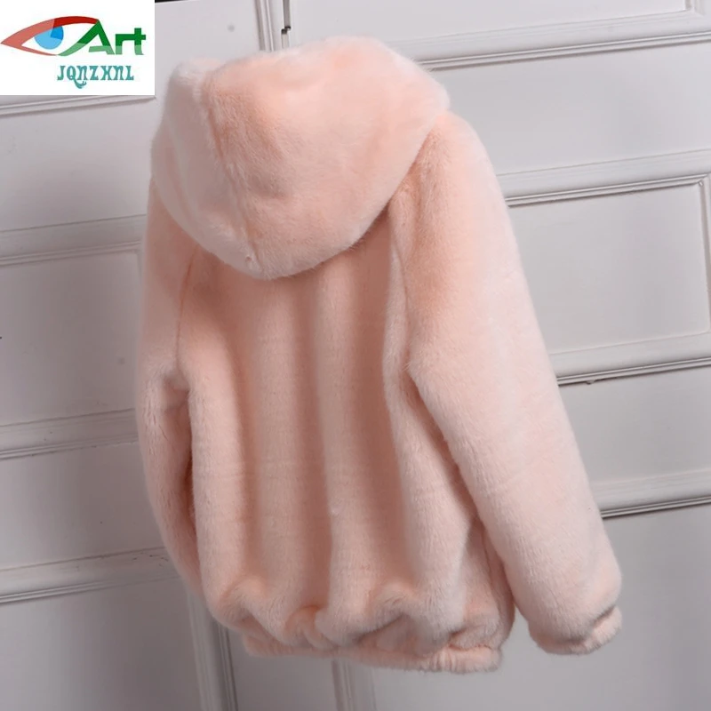 Новинка 2018 зимнее женское короткое пальто из кроличьего меха однотонная