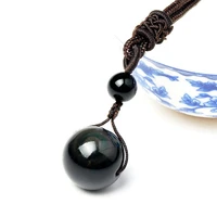 necklaces pendants natural obsidian stone rainbow eye beads 12 20mm for women and men lucky blessing necklace fashion jewelry