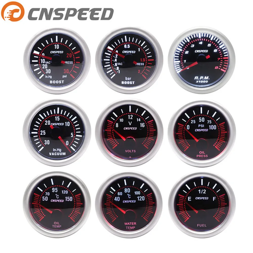 Тахометр CNSPEED YC101309 бустер с дымовой линзой 2 дюйма 52 мм для измерения температуры