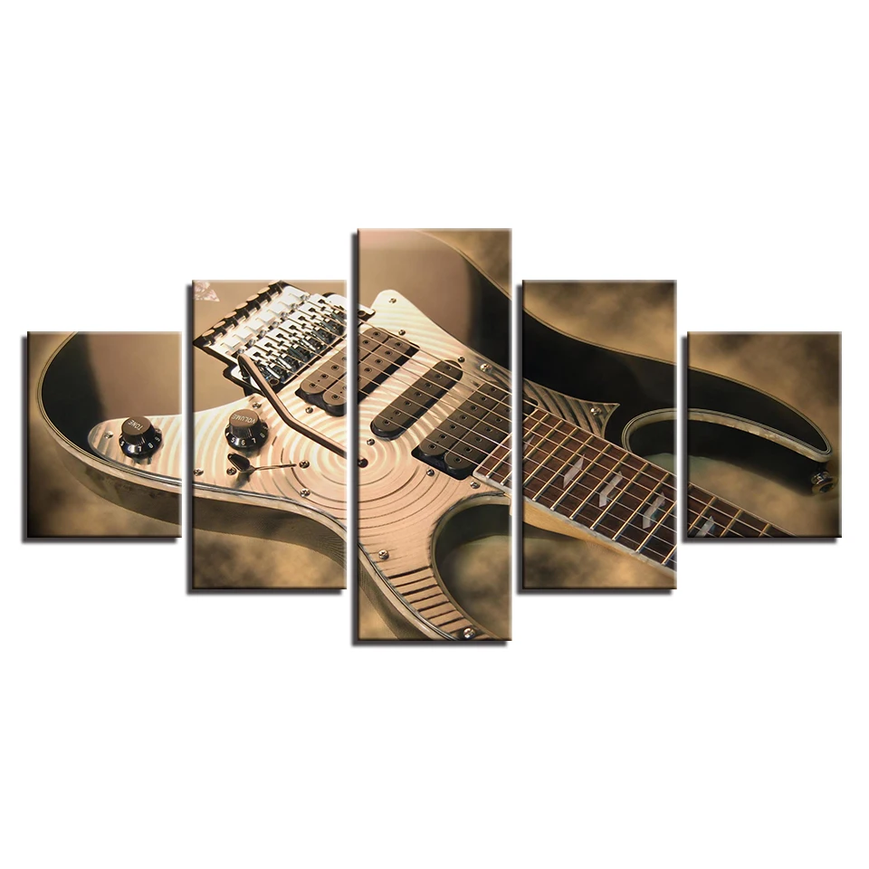5 шт. настенные картины на холсте с изображением электрогитары | Дом и сад