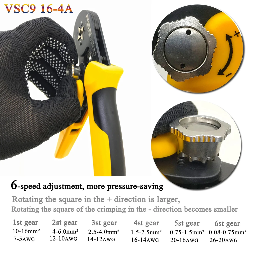 VSC9(hsc8) 16-4A 0,08-16mm2 26-5AWG precisa Регулируемая квадратная трубка кружева алюминиевый сплав обжимной herramientas de mano16-4 6-4 10S