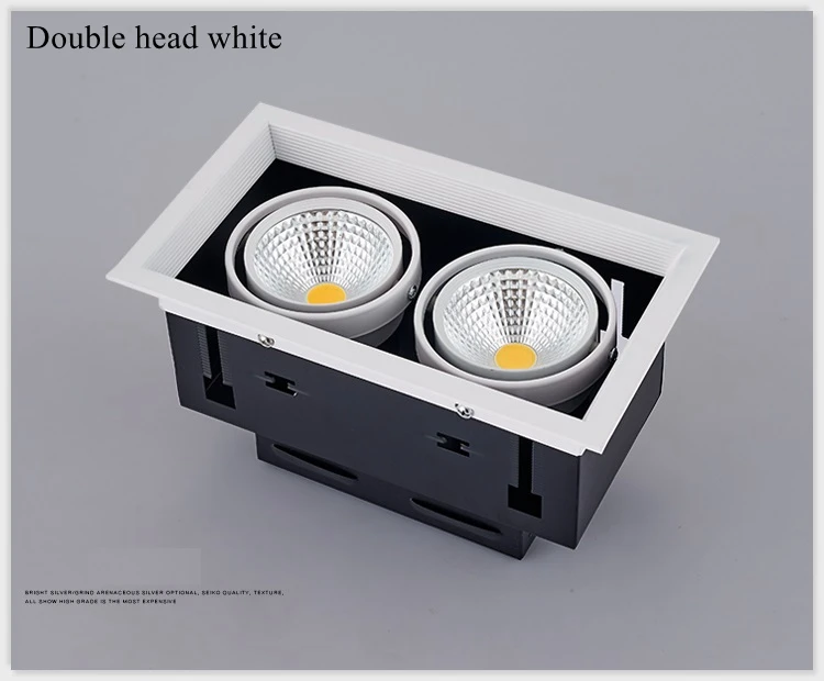 2 Heads White Квадратный светодиодный вниз светильник 5/7/10/12/15/20/30 Вт светодиодный встраиваемый потолочный светильник лампа одинарная/двойная головка вниз светильник светодиодный Решетка точечный светильник - Испускаемый цвет: 2 Heads White