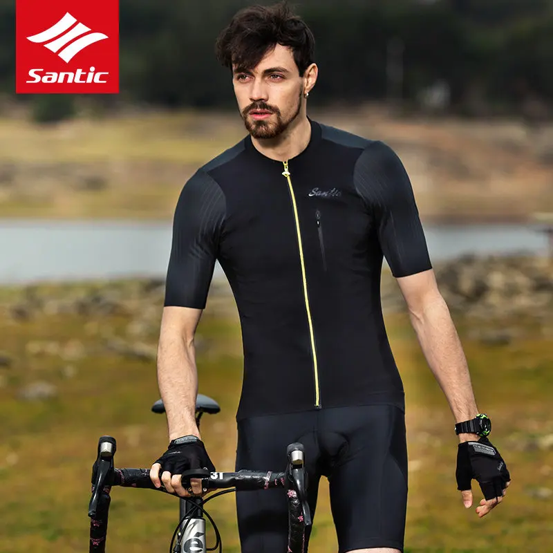 Profissional dos Homens Bicicleta de Estrada Santic Novo Ciclismo Manga Curta Jerseys Respirável Transpiração Alta Elasticidade Mtb Equitação Jérsei