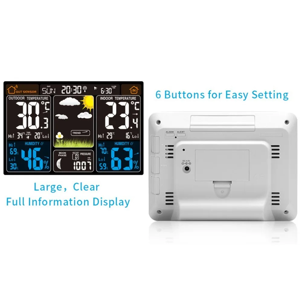 Electronic Digital LCD Desk Clock Wireless Weather Station Forecast Temperature Humidity Barometer Monitor Table | Дом и сад