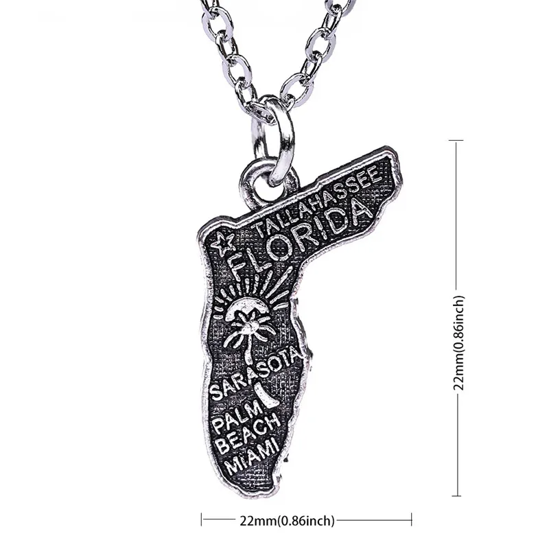 Трендовые украшения Fishhook ожерелья с картой сша флориды подвески подарки для