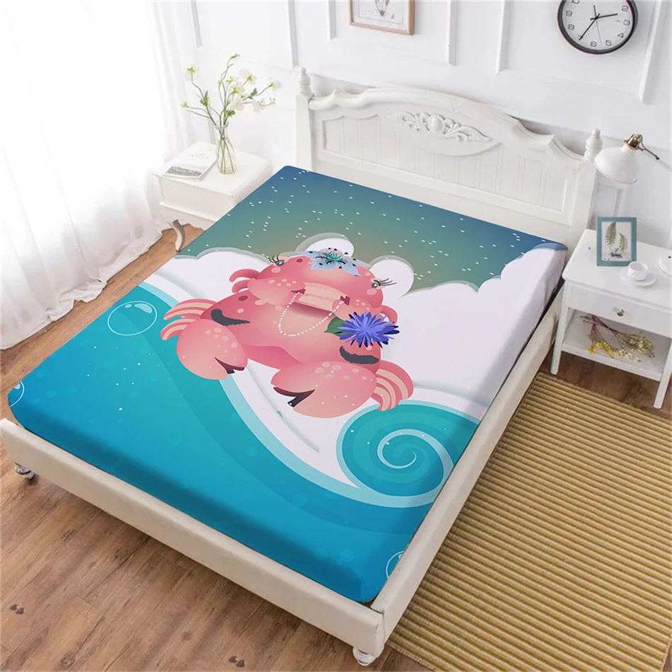 Постельное белье с милым принтом крабов простыня мультяшным морских животных