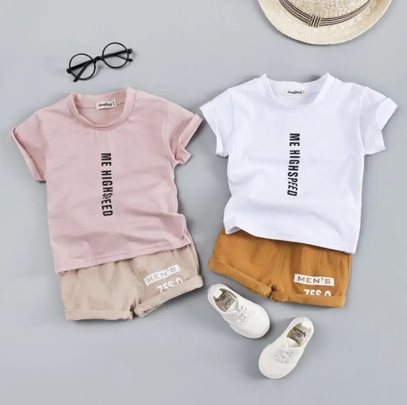 

Baby Boy summer Cotton clothing set boys clothes children suit T-shirt+shorts 2 pc sets toddler kid letter casual suit for 9M-4T
