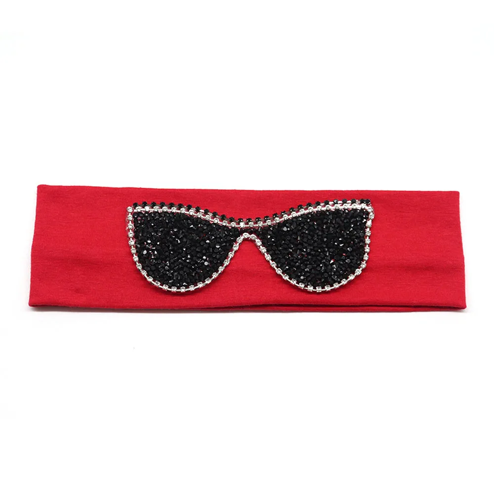 Red Black 5,5 см Девушки Солнцезащитные очки повязки на голову Летняя мода стразы эластичная повязка на голову для девочек Дети хлопок повязки аксессуары для волос - Цвет: Red Black