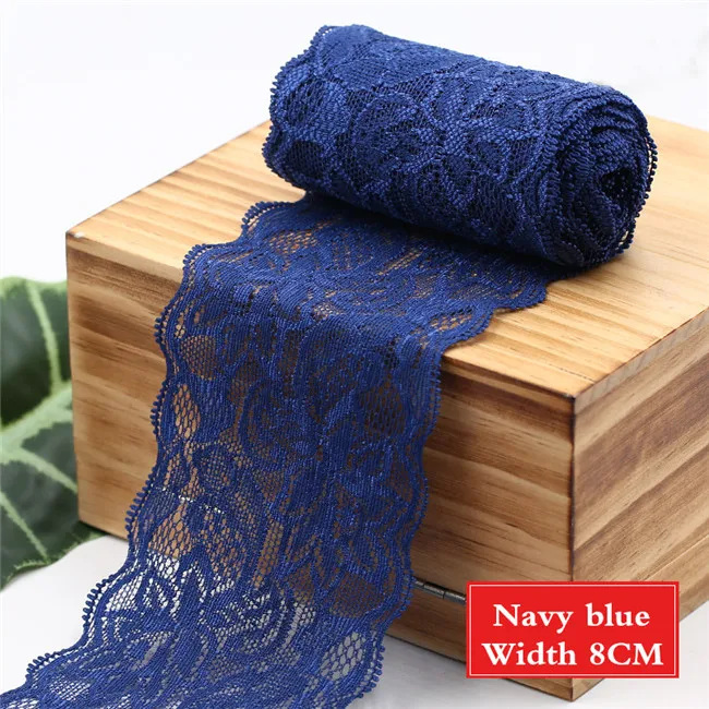 Dark blue 8 см спандекс кружево эластичное ремесло швейная лента стрейч кружево обрезка ткань трикотаж материал DIY аксессуары для одежды - Цвет: Dark blue