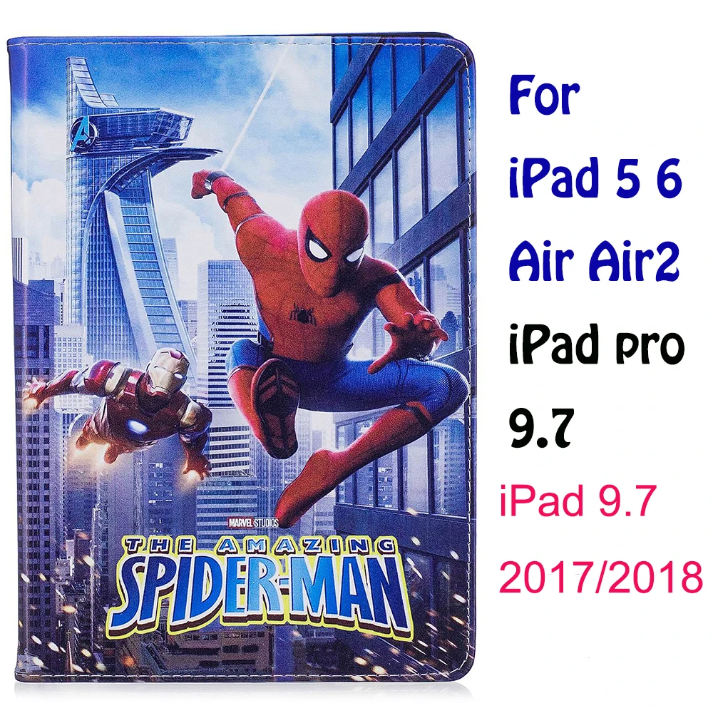 «Человек-паук» и «Супермен» с рисунком чехол для Apple iPad Mini 1 2 3 iPad 5 6 iPad Air iPad Air2 iPad 9,7 iPad 4 чехол Подставка для планшета Funda - Цвет: as photo