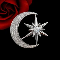 victorian antique hardware pave clear cz star crescent moon brooches pins unisex planet jewelry for business suit formal dress