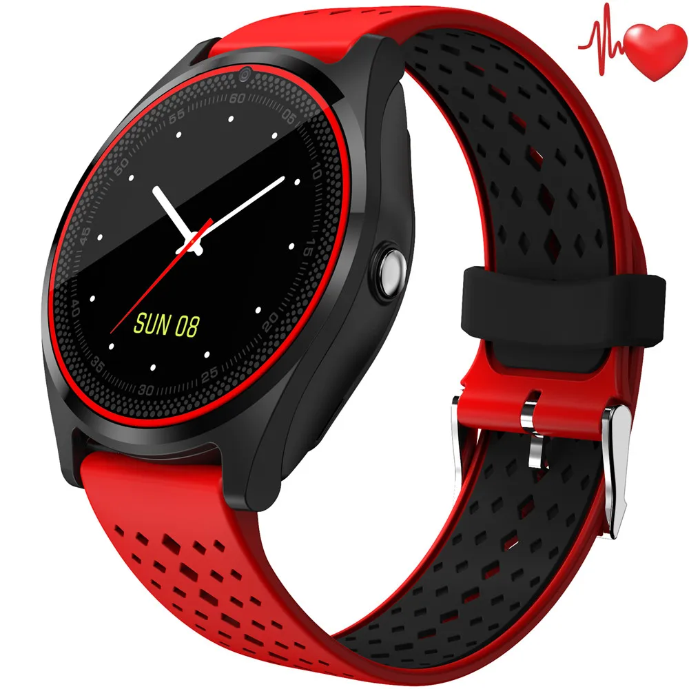 V9 HR Смарт-часы Для мужчин женщин Android сердечный ритм SmartWatch С Камера Поддержка