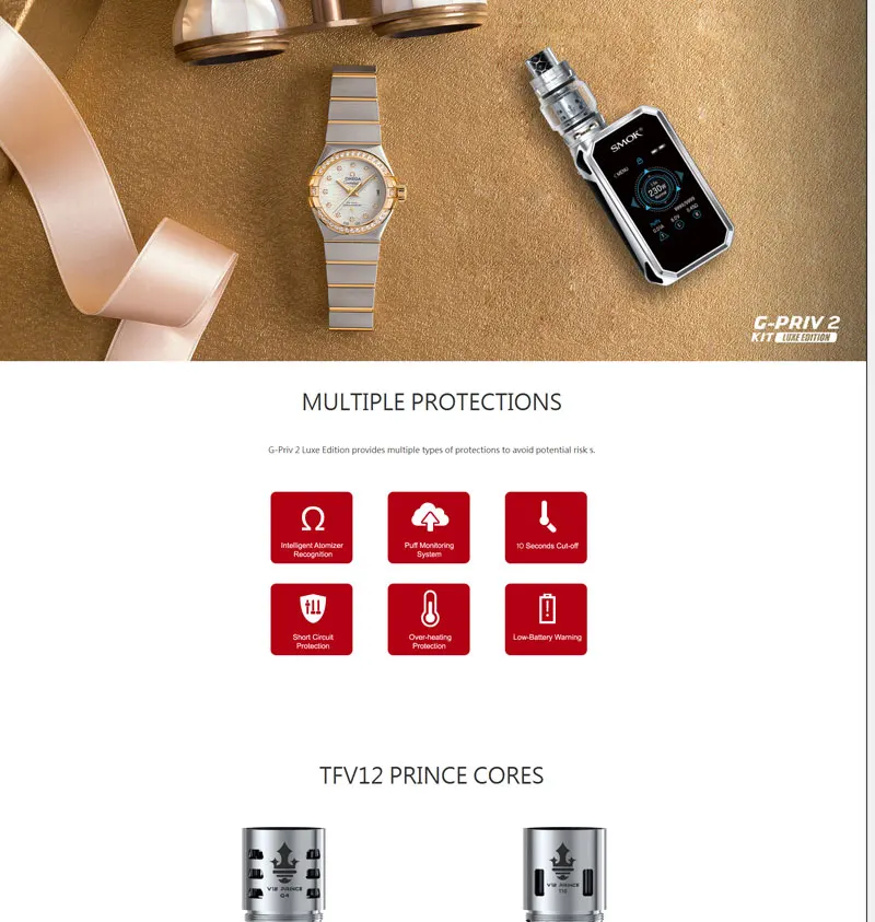 SMOK G-PRIV 2 люкс издание коробка мод набор электронных сигарет 8 мл TFV12 принц Танк Большой сенсорный испаритель Vape с батареей 2 шт