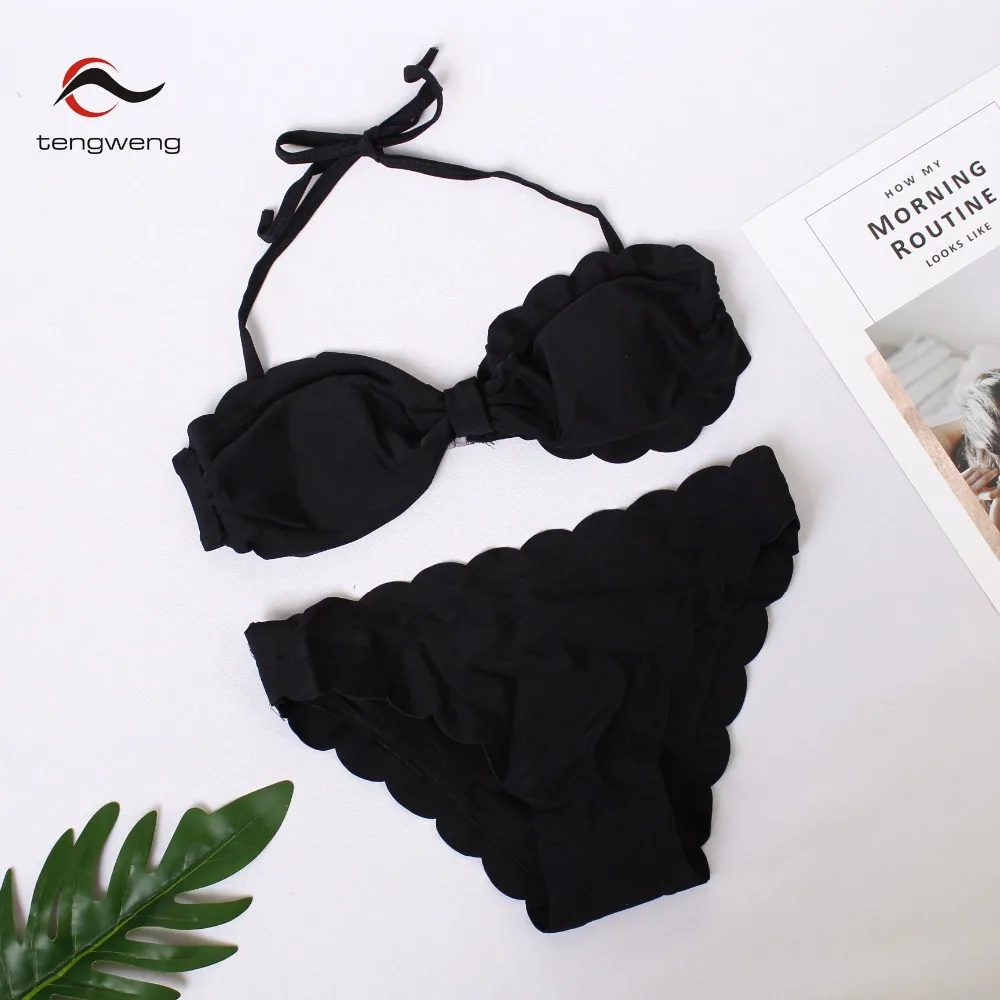 2018 Сексуальная бандо волна из двух частей для женщин бикини большой размеры